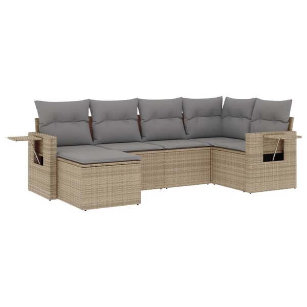 vidaXL Salon de jardin avec coussins 6 Pièces beige résine tressée