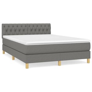 vidaXL Sommier à lattes de lit avec matelas Gris foncé 140x190cm Tissu