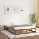 vidaXL Cadre de lit Marron miel 120x190 cm Petit Double Bois massif