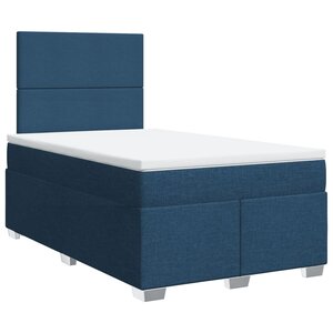 vidaXL Sommier à lattes de lit avec matelas Bleu 120x200 cm Tissu