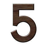Numéro 5-Numéro adhésif pour boîtes aux lettres - Résine de 3 mm, hauteur environ 50 mm - Voyager (chêne moyen)