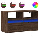 vidaXL Meuble TV mural avec lumières LED chêne marron 80x31x45 cm