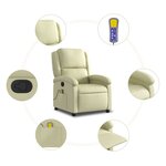 vidaXL Fauteuil de massage inclinable crème cuir véritable