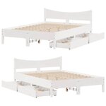 vidaXL Cadre de lit avec tiroirs blanc 120x190 cm bois pin massif