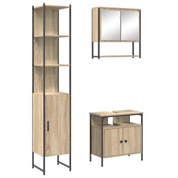 vidaXL Ensemble de mobilier de salle de bain 3 Pièces Chêne sonoma