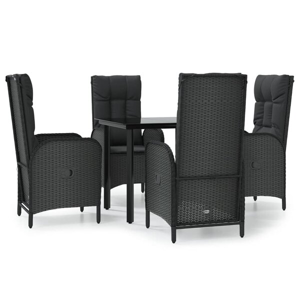 vidaXL Ensemble à manger de jardin coussins 5Pièces Noir Résine tressée