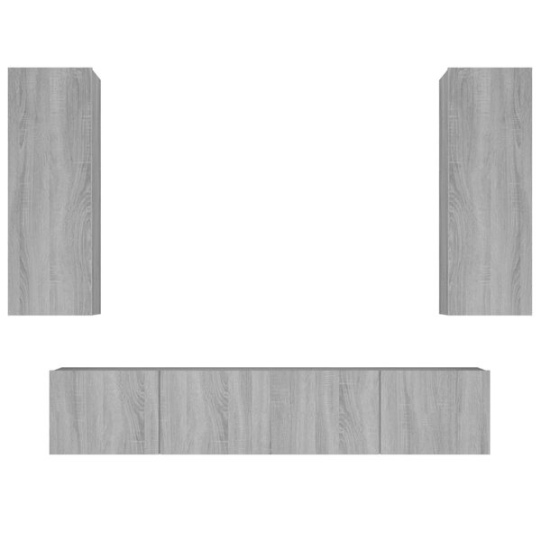 vidaXL Ensemble de meubles TV 4 Pièces Sonoma gris Bois d'ingénierie