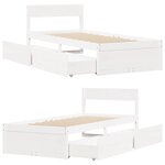 vidaXL Cadre de lit sans matelas blanc 75x190 cm bois de pin massif