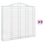 vidaXL Paniers à gabions arqués 9 Pièces 200x30x180/200 cm Fer galvanisé