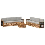 vidaXL Ensemble de canapés d'extérieur 9 pc Naturel et gris clair