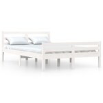 vidaXL Cadre de lit Blanc Bois massif 135x190 cm Double