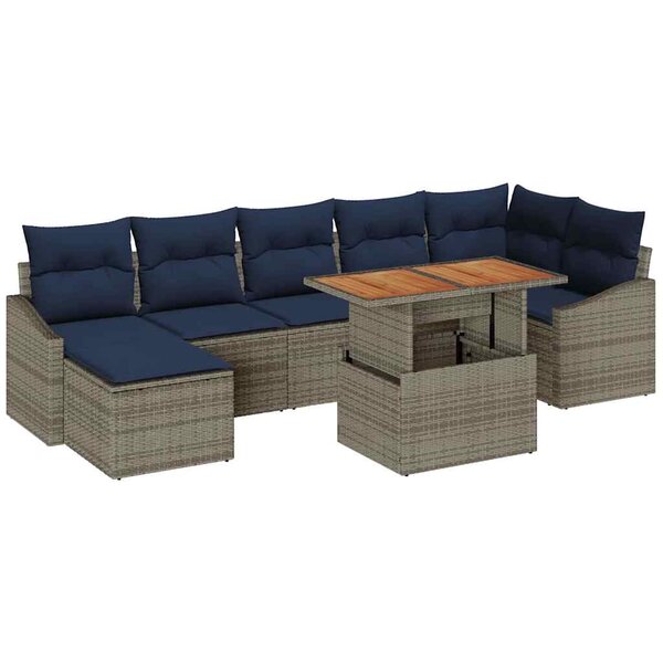vidaXL Ensemble de canapé de jardin 8 Pièces Gris Poly rotin