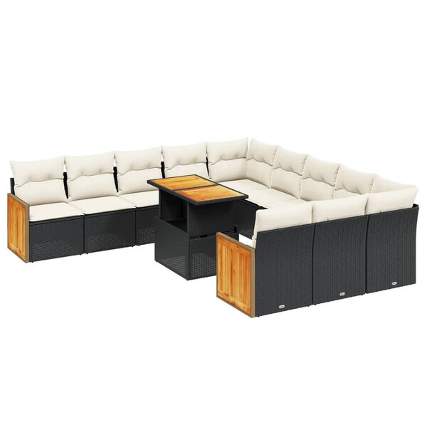 vidaXL Salon de jardin 11 Pièces avec coussins noir résine tressée