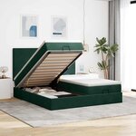 vidaXL Cadre de lit ottoman avec matelas vert foncé 200x200 cm velours
