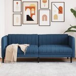 vidaXL Canapé à 3 places bleu tissu
