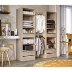 Kit dressing 2 colonnes + 2 penderies + 6 tiroirs - chêne clair - 177 x 48 200 2 cm - COMBI