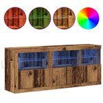 vidaXL Buffet avec éclairage LED Bois Ancien 162x37x67 cm Bois reconstitué