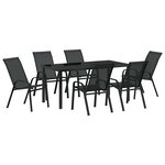 vidaXL Ensemble de salle à manger pour jardin 7 Pièces Noir