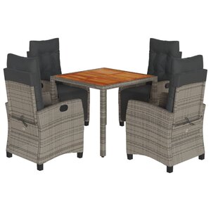 vidaXL Ensemble à manger de jardin 5 Pièces coussins gris résine tressée