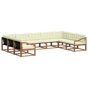 vidaXL Ensemble de canapés d'extérieur 9 Pièces Naturel et Crème