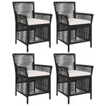 vidaXL Chaise d'Extérieur avec coussin 4 Pièces Noir et Crème polyrotin