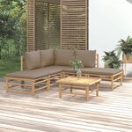 vidaXL Salon de jardin 6 Pièces avec coussins taupe bambou