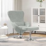 vidaXL Chaise Œuf avec Pouf Gris clair 63 x 73 x 90 cm Velours