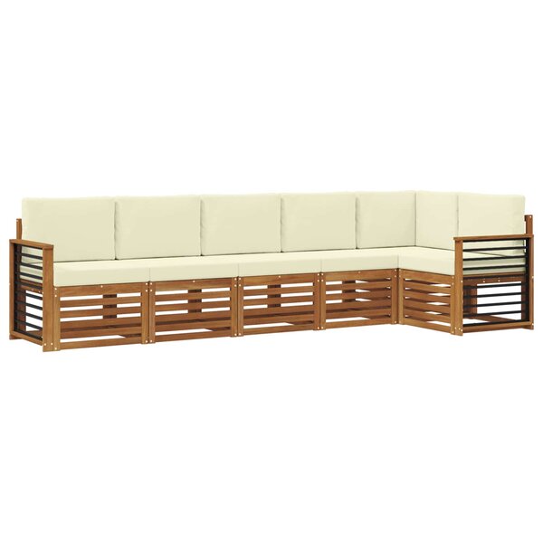 vidaXL Ensemble de canapés d'extérieur 6 pc Naturel et Crème Polyester