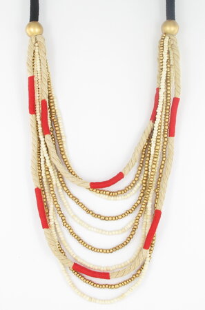 collier long à corde rouge