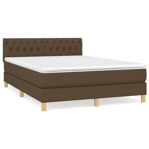 vidaXL Sommier à lattes de lit avec matelas Marron foncé 140x190 cm