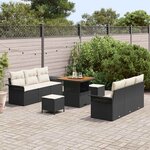 vidaXL Ensemble de canapé de jardin 9 Pièces Noir polyrotin