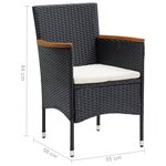 vidaXL Mobilier à dîner de jardin et coussins 5Pièces Résine tressée Noir