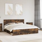 vidaXL Cadre de lit Chêne fumé 180 x 200 cm Bois d'ingénierie