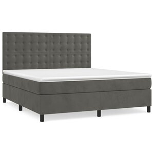 vidaXL Sommier à lattes de lit et matelas Gris foncé 180x200cm Velours