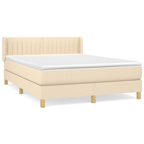 vidaXL Sommier à lattes de lit avec matelas Crème 140x200 cm Tissu