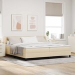vidaXL Lit boxspring avec matelas Crème 200 x 200 cm tissu