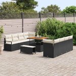vidaXL Ensemble de canapé de jardin 11 Pièces Noir Poly rotin
