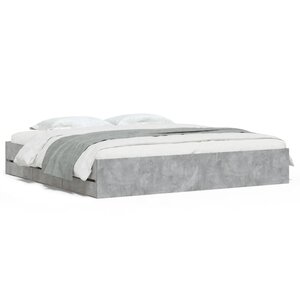vidaXL Cadre de lit avec tiroirs sans matelas gris béton 200x200 cm