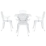 Ensemble de repas de jardin de 5 pièces vidaXL en aluminium coulé blanc
