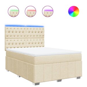 vidaXL Sommier à lattes de lit avec matelas Crème 140x200 cm Tissu