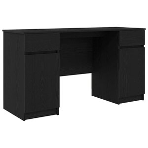 vidaXL Bureau avec porte Chêne noir 140 x 49 x 76 cm Bois d'ingénierie