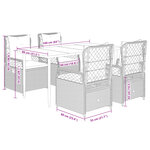 vidaXL Ensemble à manger de jardin coussins 5Pièces Noir Résine tressée