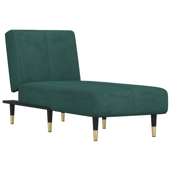 vidaXL Chaise longue vert foncé velours