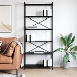 vidaXL Bibliothèque Chêne noir 80 x 30 x 188 cm Bois et Acier