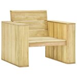 vidaXL Chaise de jardin et coussins carreaux gris Bois de pin imprégné