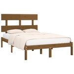 vidaXL Cadre de lit sans matelas marron miel 200x200 cm bois massif