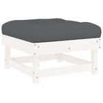 vidaXL Salon de jardin 7 Pièces avec coussins blanc bois massif