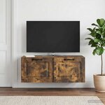 vidaXL Meuble TV mural Chêne fumé 78 5 x 31 x 30 cm Bois d'ingénierie