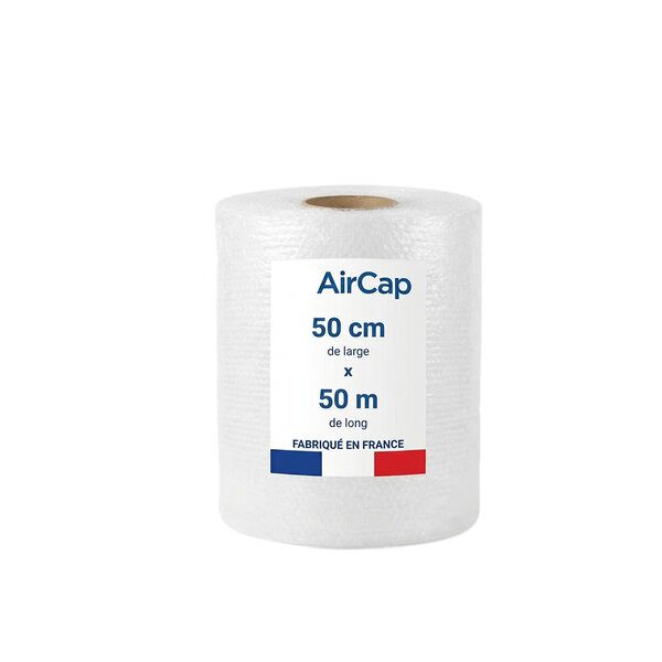 1 rouleau de film papier bulle tricouche Aircap largeur 50 cm x longueur 50 mètres