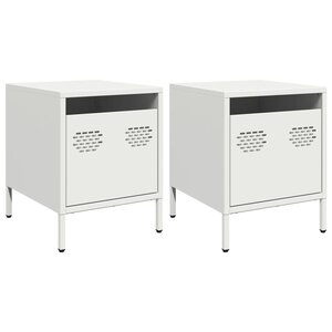 vidaXL Tables de chevet 2 Pièces blanc 35x39x43 5 cm acier